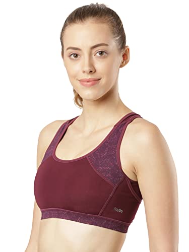 Image of Jockey MI03 Women's Wirefree Padded Polyester Elastane Stretch Printed Full Coverage Racer Back Styling Sports Bra with Stay Dry Treatment