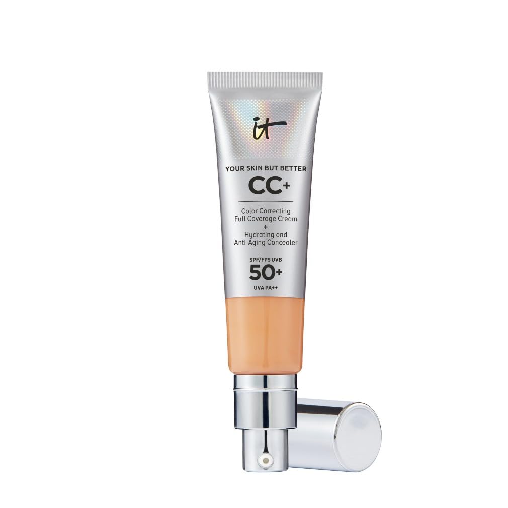 IT Cosmetics Your Skin But Better CC Cream LSF 50+, Hochpigmentierte Mehrzweck-Creme mit LSF 50, Getönte Anti-Aging-Tagescreme, Foundation, Concealer & Pflege in einem