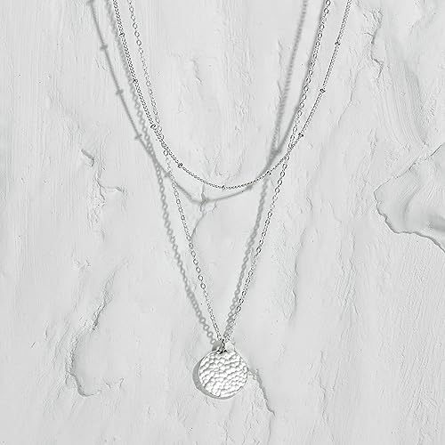 Image of Fettero Pendant Necklace Gold Choker Layered Coin Open Karma Circle Full New Crescent Moon 14K Gold Plated Simple Dainty Necklaces for Women Jewelry Gift