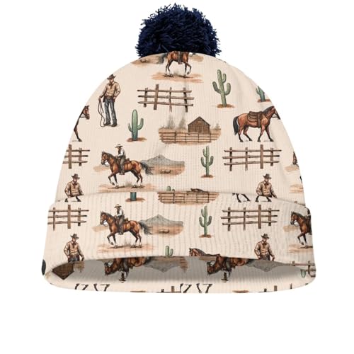 Kids Beanie for Boys Girls Pom-pom Knit Hats Warm Winter Outdoor Skull Snow Ski Cap Children