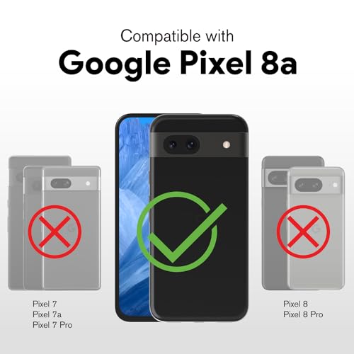 VENA vCommute for Google Pixel 8a Wallet Case, [Military Grade Drop Protection] (2024) Flip Leather Cover Slot Card Holder with Kickstand - Black — view 2
