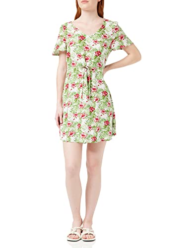 Vero Moda Vestido Corto Vmeasy SS Wvn Ga, Blanco Nieve/AOP: Fia, S para Mujer