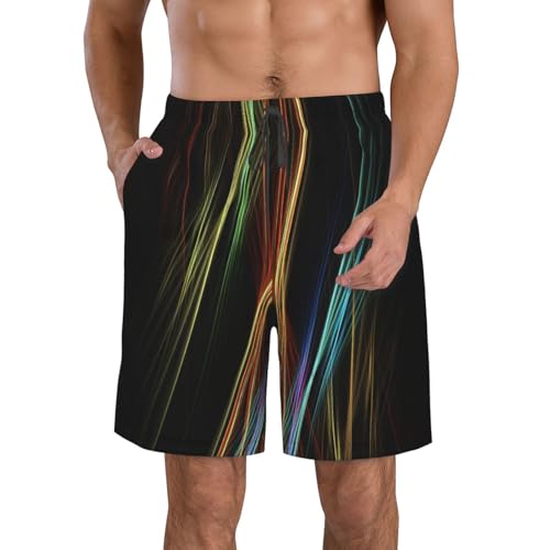 Men's Beach Shorts Swim TrunksFun Patterns Colorful Lines Art Print for Surfing Running Summer Vacation