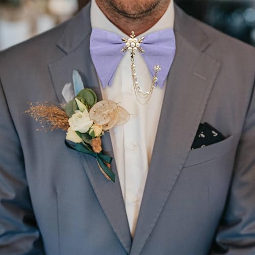 Image of Oversized Bow Ties for Men, Adjustable Bow Tie Pre-tied Bowties Pearl Decoration Bowtie for Tuxedo Wedding Party Prom