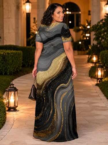 Image of Plus Size Maxi Dresses for Curvy Women T-Shirt Summer Sun Dresses Loose Fit