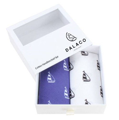 Dalaco Blue & White Yacht Print Cotton Handkerchiefs