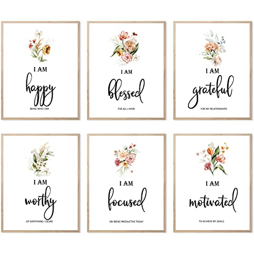 BOHO Botanische Wall Art Poster Minimalistische Plant Bloemen Aquarel Inspirerende Positieve Citaat Wall Decor Home Office Slaapkamer Motiverende Prints Gift (BOHO Positieve Poster, 8 "x 10" UNFRAMED)