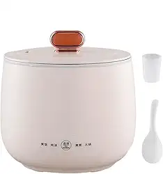 Panela elétrica de arroz 1,8L pequena, mini panela elétrica de arroz com antiaderente, mini panela elétrica de arroz para 1-2 pessoas, 4 funções de panela para fazer arroz, sopa, mingau, chá