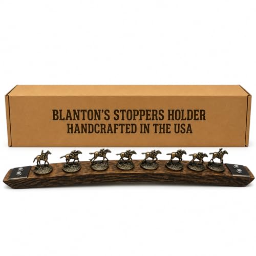 Bourbon Stopper Display for Blantons Genuine Whiskey Barrel Stave Cork Display Holder Dark Walnut with Metal Hoop