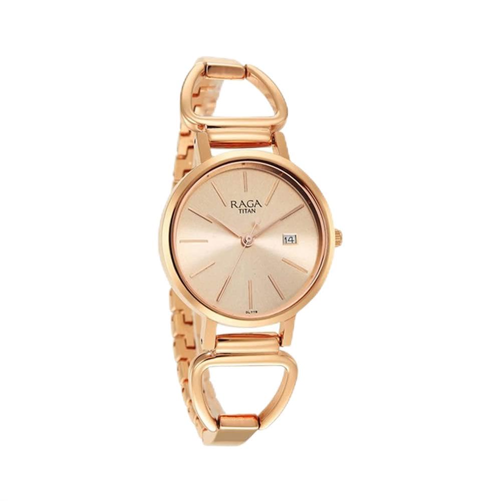 Titan Raga Rose Gold Dial Quartz Analog with Date Brass Strap Watch for Women-NS2669WM01 (B0B75D5XSK) Amazon Price History, Amazon Price Tracker