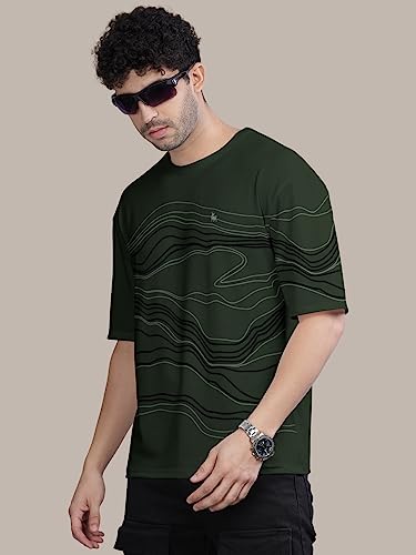 Image of BULLMER Trendy Front and Back Printed Oversized Round Neck T-Shirt for Men - Pack of 2