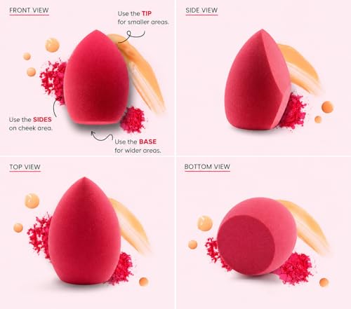 Image of Makeup Blender Sponge | Soft Latex Free Beauty Sponge with 3 Way Design | For Liquid Cream and Powder Application | Reusable and Easy to Clean | Multicolor Pack of 1