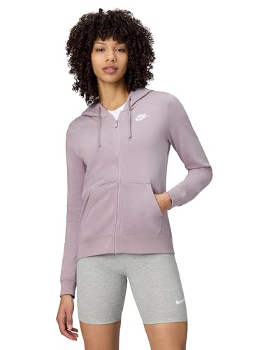 Nike Women's Sportswear Club Fleece Full-Zip Hoodie, Light Violet Ore/White, XX-Large