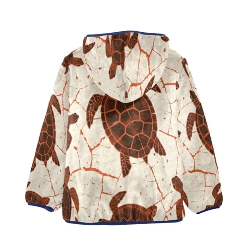 Turtle Pattern Print on Fabric Toddler Fleece Jacket Girl Boys Hooded Fleece Jacket Coat Warm Outwear Zip-up 3-10T2