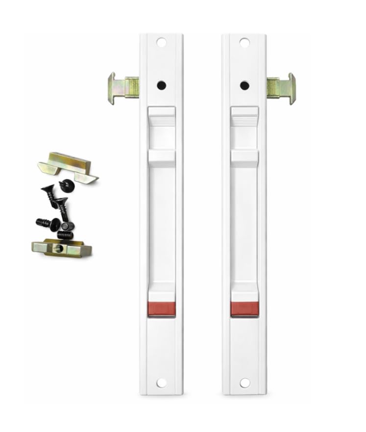 FERPASA®   Cierre de Embutir para Ventanas y Puertas Correderas de Aluminio (Pack 2 Uds) | Acabado Blanco | Canto Cuadrado | Medidas: 174 x 23 mm | Incluye Contracierres, Pestillos y Tornillos.