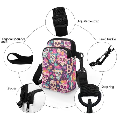 Image of Hawaiian Tribal Small Crossbody Bags for Women Cell Phone Bag Purse, Sea Turtle Zipper Sling Purses Shoulder Bag