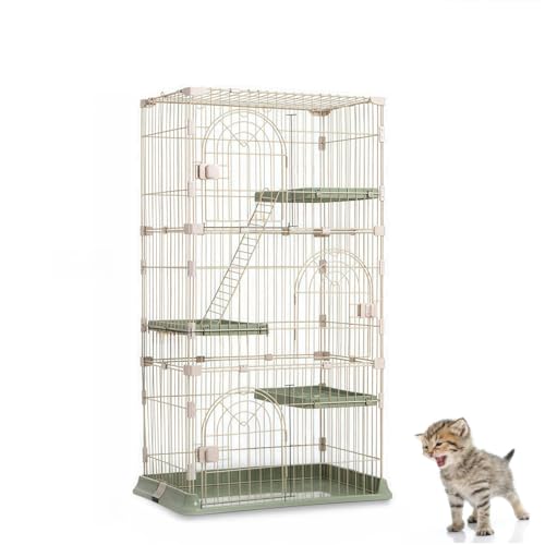 hybmszj 猫 ケージ キャットケージ 大型 3段 広い 2段 多頭飼い 猫用エンクロージャ 大きい/でかい 増やせる/拡張 ワイド ケージセット 組み立て簡単 足場 室内飼い 幅広設計 自由組み合わせ 猫ドア付き ハンモック付き 猫ケージ キャットハ