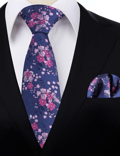 Image of Alizeal Mens 3.15inches Delicate Floral Tie with Small Flower Printed Handkerchief Set
