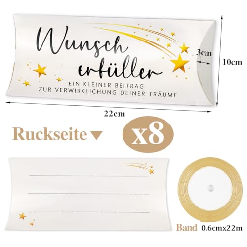 8PCS Wunscherfüller Geldgeschenk Weihnachten Verpackung, Geld und Süßigkeiten Schachtel, Geldgeschenke Gutschein Geburtstag Neujahrsgeschenke Kissenschachteln Geschenkboxen Geschenkboxverpackung