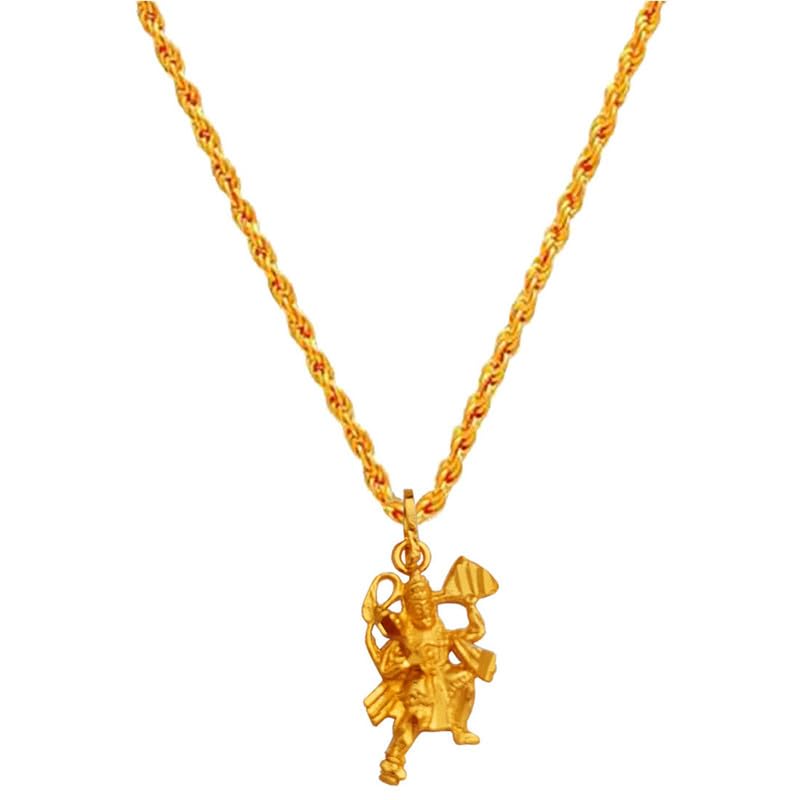 Religious Lord Pavan Putara Mahabali Ram Bhakt Hanuman Locket With Chain Gold Zinc, Metal Pendant Necklace Chain SPn2020840-image-23