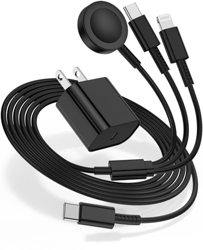 Image of for Apple Watch Charger Fast Charging,3 in 1 Multi Chargers Cable with 20W USB C Charger, iWatch Charger Cord 6FT for iWatch Series Ultra2 /SE /10 /9 /8 /7 /6 /5 /4 /3 /iPhone 15 16 Pro Max /14 /13 /12 /11(Black)