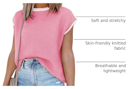 Image of Cap Sleeve Knit Sweater Tops Sleeveless Vest 2026 Summer Short Sleeve Shirt