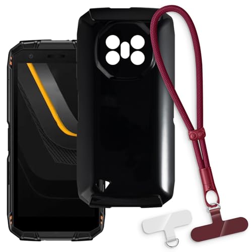 OAGELIM 2-in-1�ی�P�[�X�ƃ��X�g�X�g���b�v Doogee Fire 3 Ultra �Ƃ̌݊������� ���O���\�ȃ��j���[�h�t���d�b�J�o�[�A����~�ߕ����h�~�O���b�v�n���h�� (�u���b�N + ���b�h)