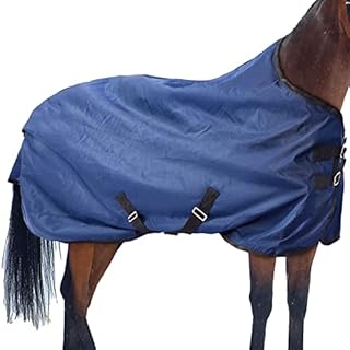 1800D Horse Blanket Waterproof Horse Sheet Horse Turnout Blanket Waterproof Rain Proof Horse Care Blankets Horse Care Sheets with Straps for Medium Sized Horses Winter Use to Keep Warm, Navy Blue