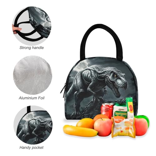 Backpack Lunch Bag Set Dinosaur Halloween Print, Big Storage Travel Backpacks with Insulated Lunch Box for Office Hiking Picnic4