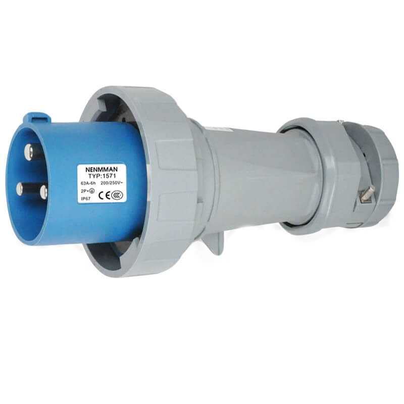 IEC60309 Waterproof Industrial CEE Connector Plug 3Pin 63A 220V-250V 2P+E IP67 (Type-1）