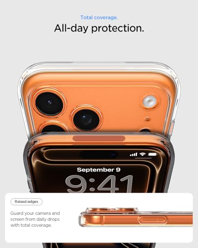 Image of Spigen Ultra Hybrid MagFit Back Cover Case for iPhone 17 Pro Max, Clear Transparent, MagSafe Compatible - PC+TPU | Clear Orange