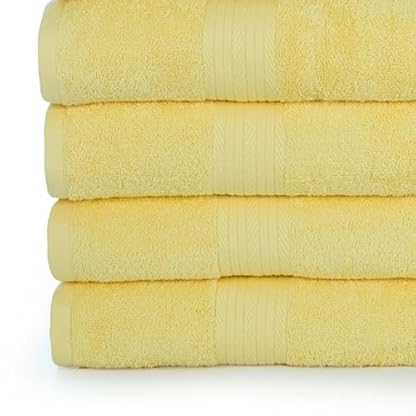 Ample Decor Badezimmer Handtuch Set 18-4 Handtuch, 4 Badetuch, 10 Waschlappen - Oeko Tex Zertifiziert 600GSM 100% Baumwolle - Hohe Saugfähigkeit Schnell Trocknend, ideal zum Verschenken - Gelb – Bild 4