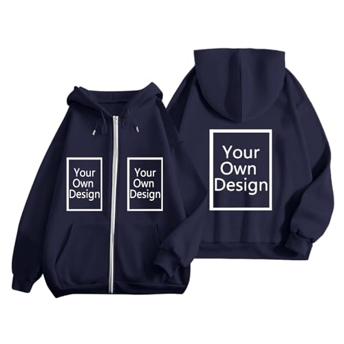 Image of Custom Jackets Design Your Own Full Zipper Hooded Sweatshirt Custom Sweatshirt T Shirts Add Your Own Text or Picture
