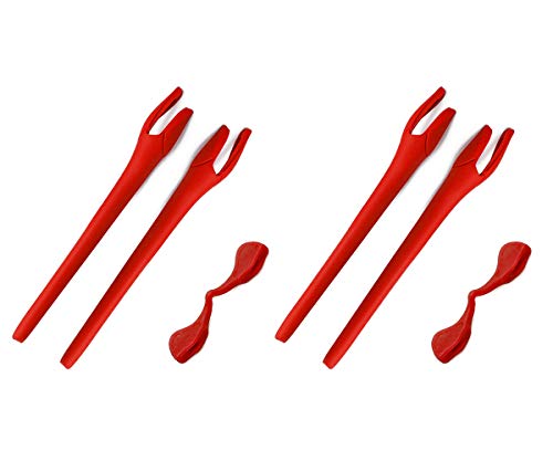 Image of SAUCER Replacement Nose Pieces Pads & Earsocks Temple Sleeve Rubber Kit for Oakley Radar EV Path OO9208 | Radar EV Pitch OO9211 | Radar EV Advancer OO9442 Sunglass - Red + Red