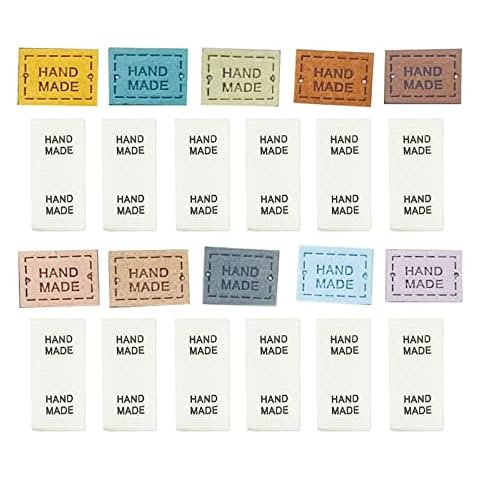 Pack of 40 Faux Leather Handmade Tag Label 50 Pieces Clothing Handmade Wovening Cloth Label for Jewellery Making, Jeans Bags Shoes Cap DIY Cover