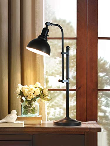 Metal Desk Lamp Rustic Task Table Lamp Black Adjustable, Industrial Standing Lamp with On/Off Switch, Vintage Work Lamp, Reading Lamp for Bedroom, Study Room &Office, ETL Certificate.
