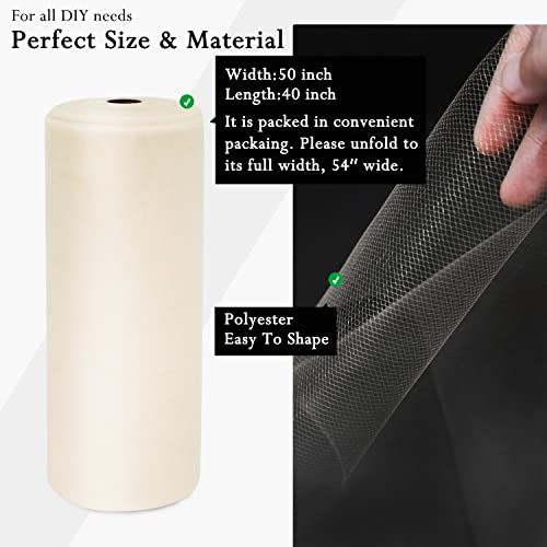 Image of Ivory Tulle Fabric Rolls 54 Inch by 40 Yards Tulle Bolt Spool for Wedding Decorations DIY Tutu Baby Shower Table Skirt Ceiling Decor Birthday Party Craft Supplies