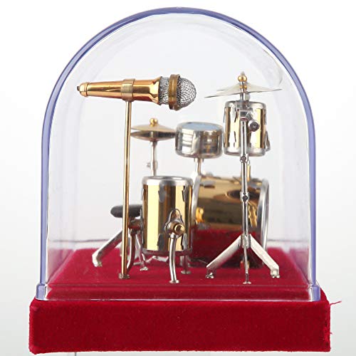 Miniature Drum Set, Rolling Stones Copper Drum Set Model with Display Box Base Dolls Action Figures Accessory Decor (18cm) - Thumbnail 4