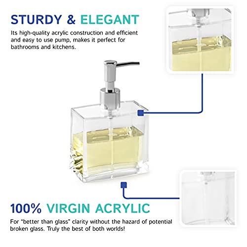 Huang Acrylic Clear Rectangular Refillable Liquid Soap Dispenser Pump For Bathroom Vanity Countertop thumb #4