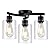 3WWWUEE 3-Light Semi Flush Mount Ceiling Light, Modern Close to Ceiling Light Fixtures with Clear Glass Shades, Black Light Fixture for Kitchen, Dining Room, Hallway, Entryway, Foyer