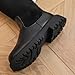 Black Knee High Boots for Girls:Fashion Lightweight Slip on Booties Winter Warm Cowboy Cowgirl Footwear 2025 Fall Outfits（Size12,Black