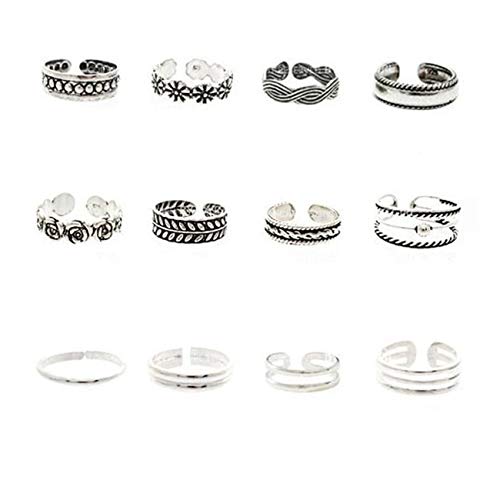 ZALING 12 Pieces/Set Knuckle Ring Open Toe Rings Various Types Knuckle Ring Set