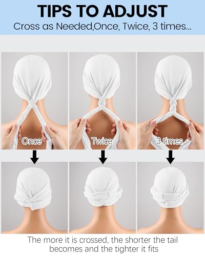Image of Ababalaya Upgraded Satin Lined Halo Turban Durag for Men &Women Sleeping Bonnet PRE-Tied Headwraps for Hair Loss