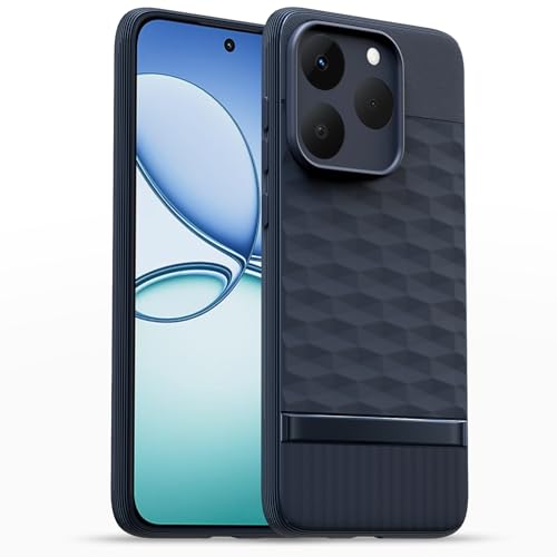 Image of Pikkme Back Cover for Realme 15T 5G / Realme Narzo 90 5G Camera Protection 3D Hexa Cube Design Silicone Protective Bumper Case (Blue)