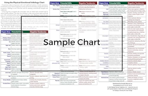 Image of Iridology Chart - 11x17 Double-Sided Laminated Iris Map with Organ Zones & Emotional Traits - Constitutional Health & Personality Assessment Tool