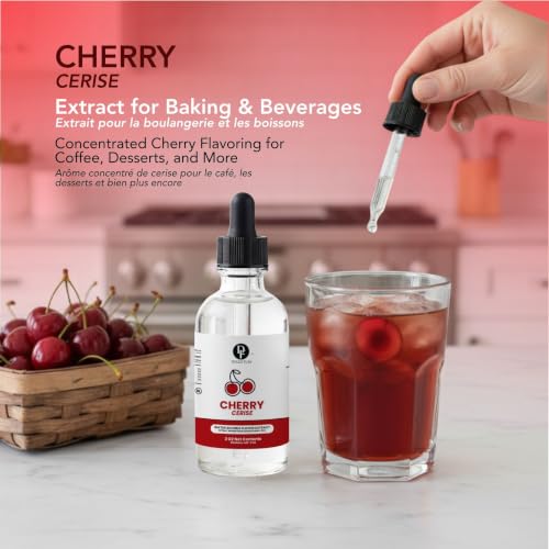 Image of Dolce Flav Natural Cherry Extract - 2 oz Water-Soluble Pure Cherry Flavoring Drops for Baking, Drinks & Desserts | Highly Concentrated | Sugar Free | Allergen Free | Made in USA