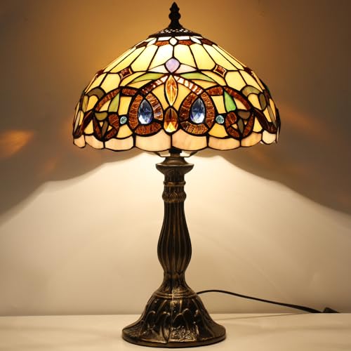 Image of WERFACTORY Tiffany Style Table Lamp Stained Glass Serenity Victorian Lamp