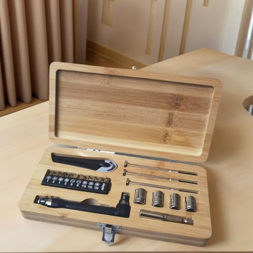 Kit de herramientas Maizoon 20 piezas en caja de bambú miniatura 2
