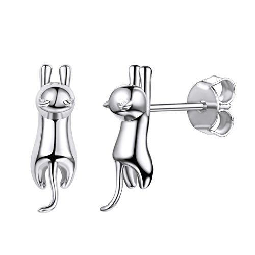 SILVERCUTE Kitten Earrings Cute Fashion 925 Sterling Silver Lovely Full