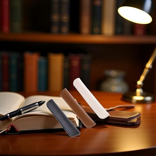 Image of 3Pcs Leather Pen Sleeve Single Pen Case Holder Pencil Pouch Pen Protective Sleeve Cover for Ballpoint Pen,Pencil Holders,Desk Supplies Holders and Dispensers
